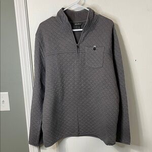 Eddie Bauer Men's Gray 1/4 Zip-Up Quilted Sweater Pocket Size Large Tall